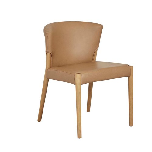 Pecan Leather/Light Oak Ronda Upholstered Dining Chair