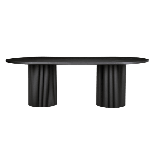 Matte Black Soren Liv |Benjamin Ripple Oval Dining Table - 8 Seater