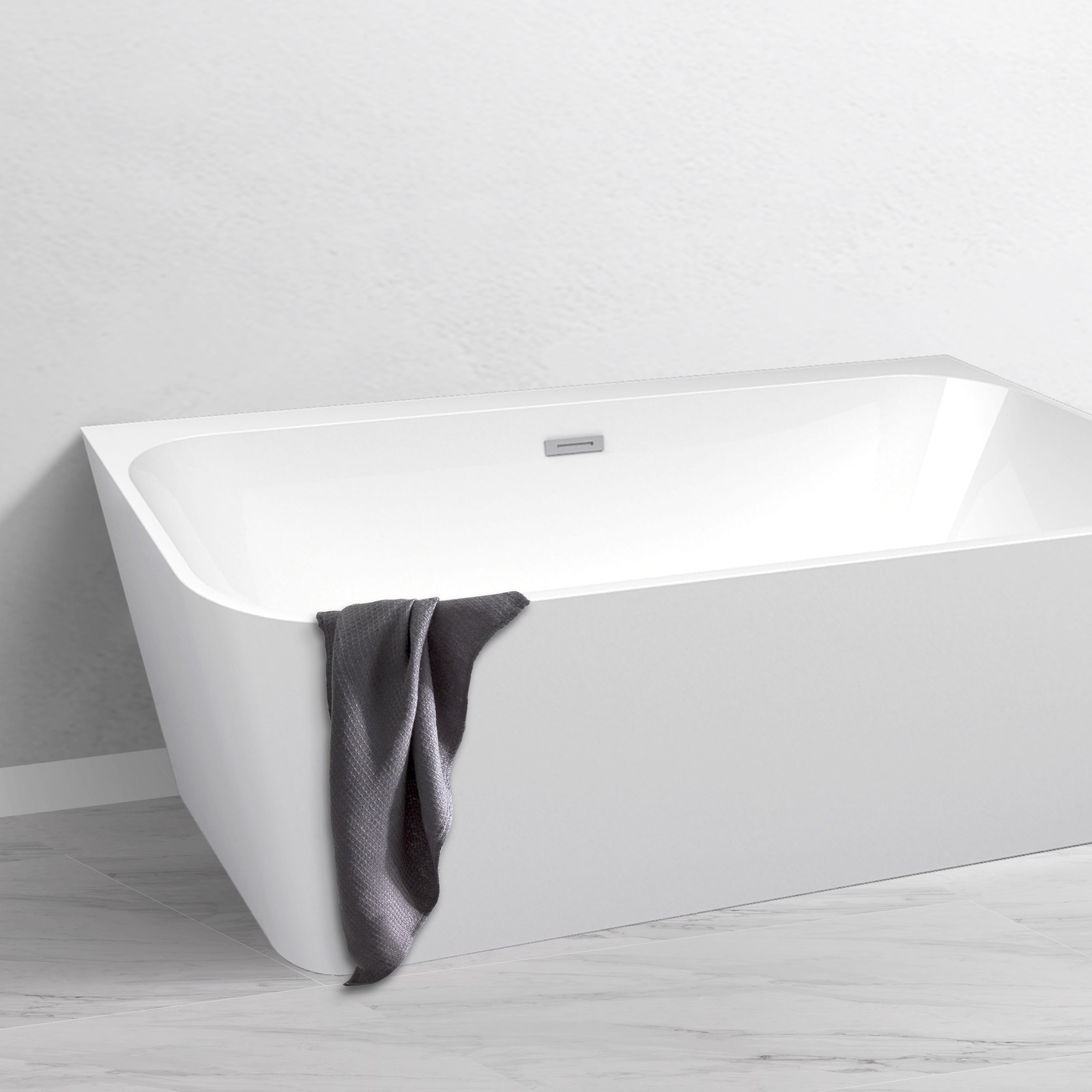 Curve BacktoWall Acrylic Bath ArchiPro NZ