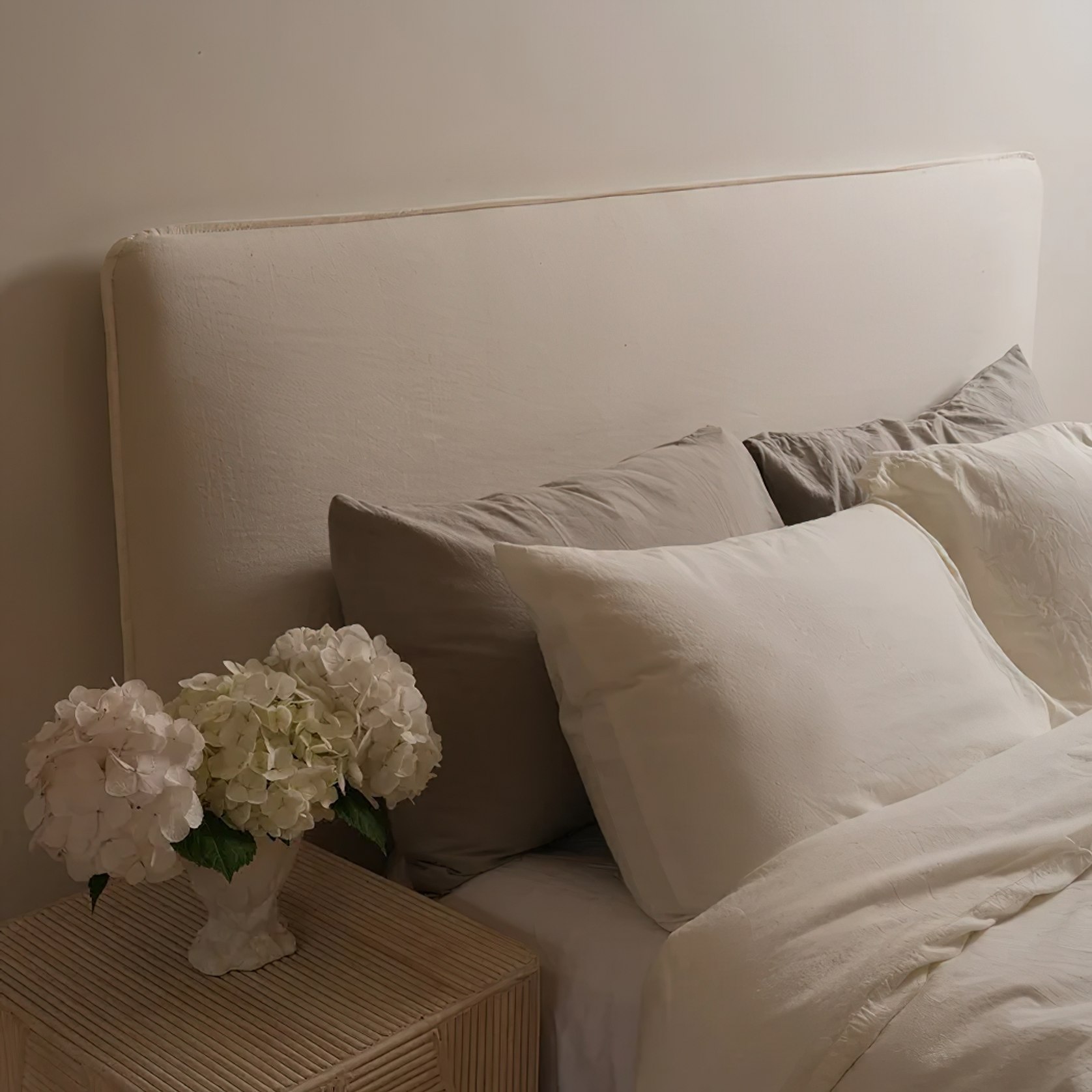 Harlow Slip Cover Headboard Ivory Queen ArchiPro NZ