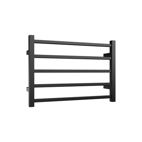 Black Quadro 5-Bar Heated Towel Rail - 600mm