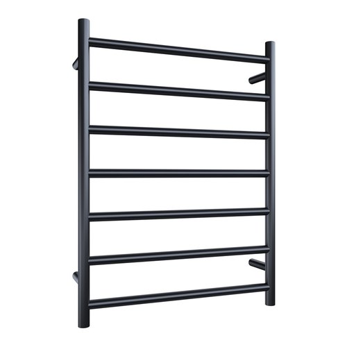  Matte Black Evoke 7-Bar Heated Towel Rail - 600mm