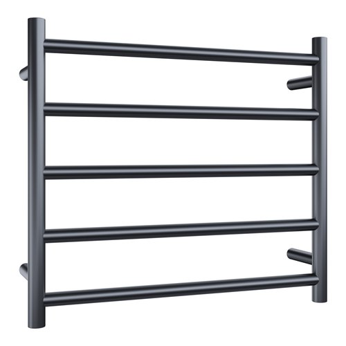  Matte Black Evoke 5-Bar Heated Towel Rail - 600mm
