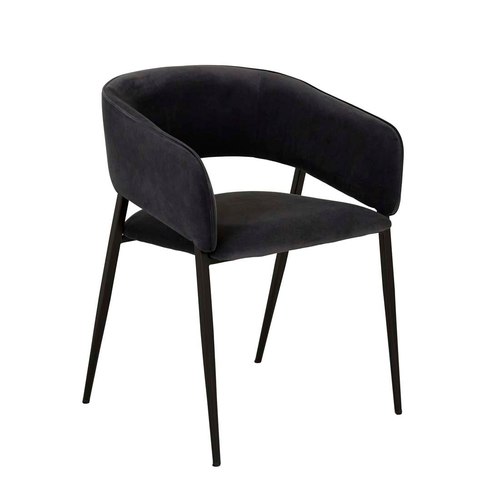 Onyx Velvet/Matt Black Eliza Dining Armchair