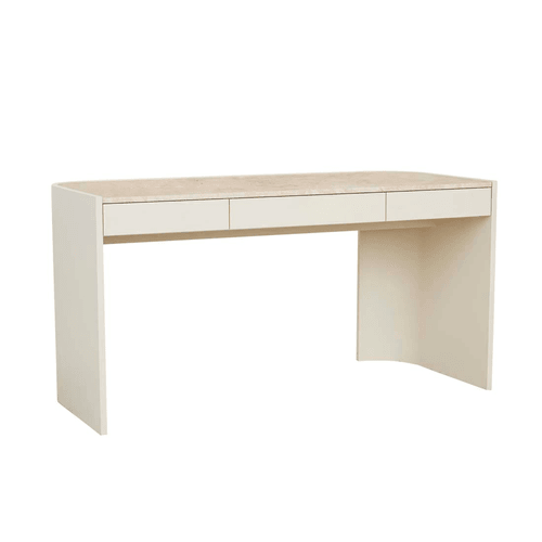 Natural Travertine/Shell Elsie Marble Desk