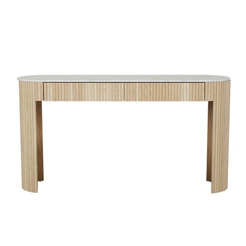 Matt White Marble/Natural Ash Benjamin Ripple Grand Marble Console