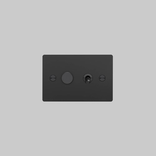 Black 2G Toggle + Dimmer | Horizontal | Cross