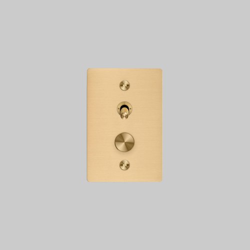 Brass 2G Toggle + Dimmer | Vertical | Cross
