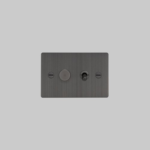 Smoked 2G Toggle + Dimmer | Horizontal | Cross