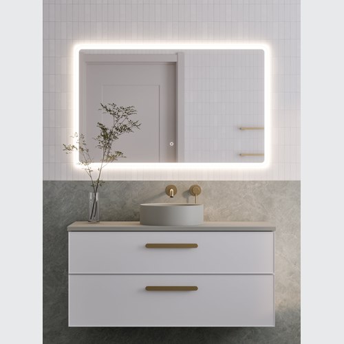 Matte White Lineare 1200 Axel Double Drawer Vanity