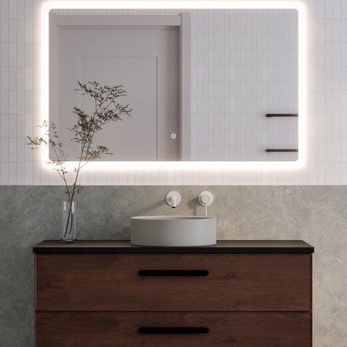 Walnut Lineare 1200 Axel Double Drawer Vanity