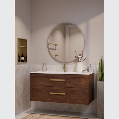 Walnut Lineare 1200 Loft Double Drawer Vanity