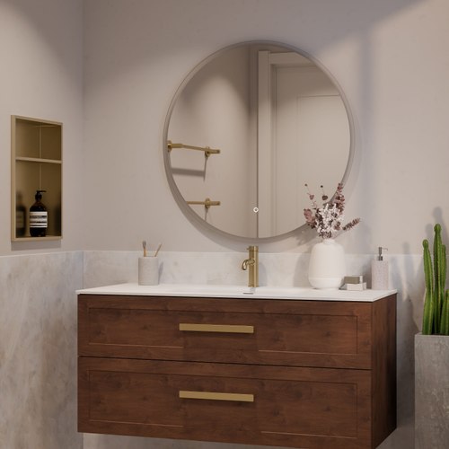 Walnut Lineare 1200 Loft Double Drawer Vanity