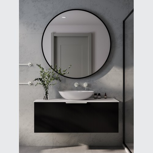Matte Black Lineare 1200 Pillar Single Drawer Vanity