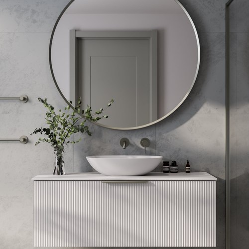 Matte White Lineare 1200 Pillar Single Drawer Vanity