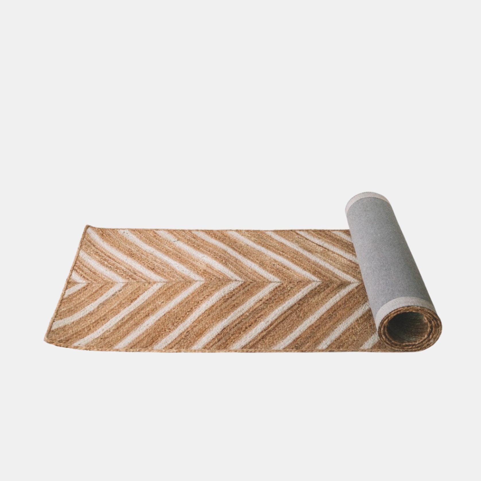 Chevron Jute Runner White 80cm x 300cm ArchiPro NZ
