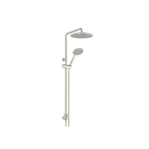 PVD Brushed Nickel Glide Rainboost Twin Rail Shower