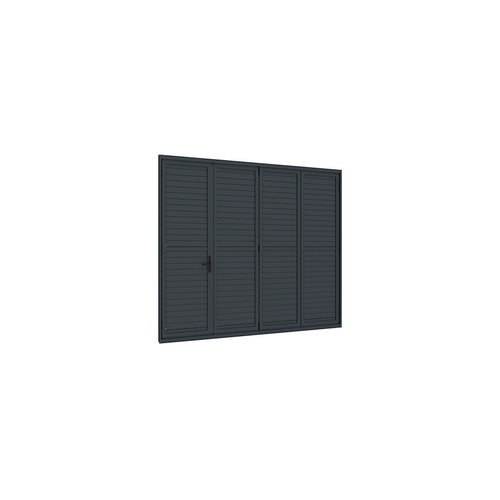 Black Bifold Shutter Wall For Caribbean Wall Mounted Pergola