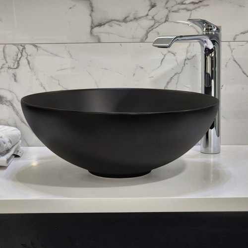 Matte Black Code Pure Arc Ceramic Basin 400Mm Range