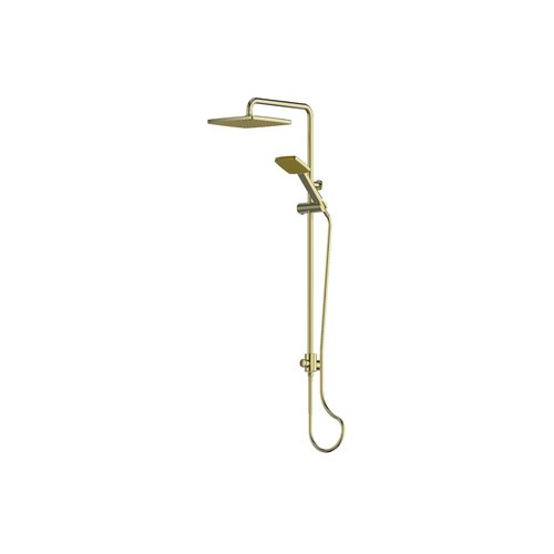 PVD Brushed Brass Glide Syntra Rainboost Twin Rail Shower