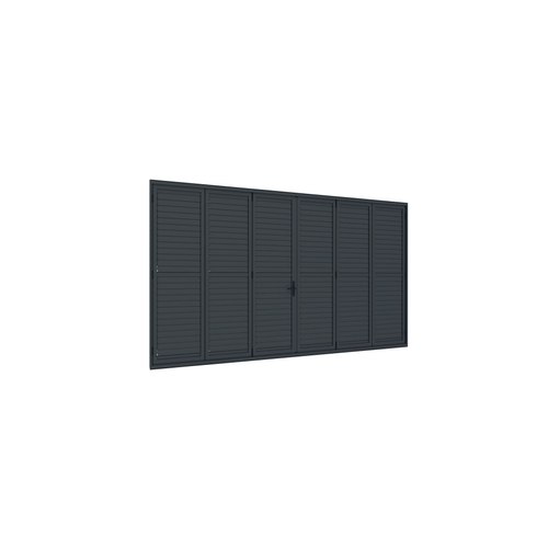 Charcoal Bifold Shutter Wall For Caribbean Freestanding Pergola