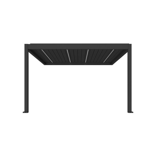 Black Caribbean Motorised Wall Mounted Louvre Roof Aluminium Pergola