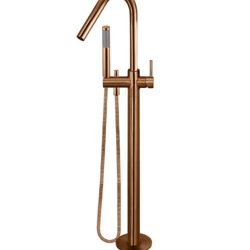 Lustre Bronze Meir Round Freestanding Bath Spout and Hand Shower Lustre Bronze