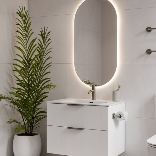 Matte White Lineare 750 Coastal 2 Drawer Vanity