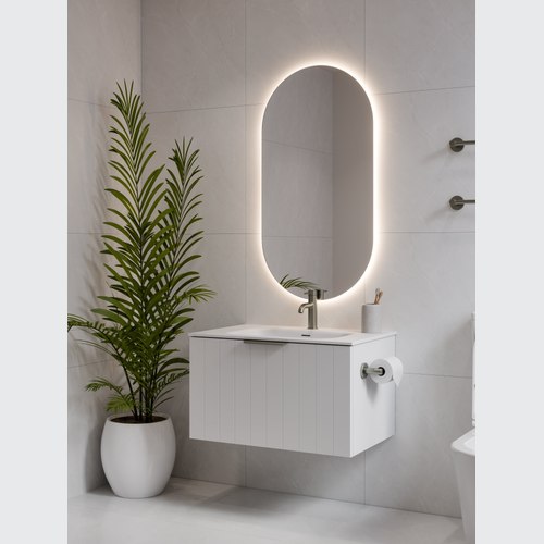 Matte White Lineare 750 Coastal Single Drawer Vanity