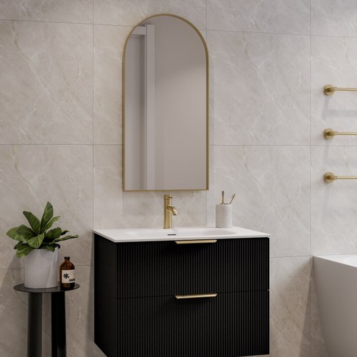 Matte Black Lineare 750 Pillar 2 Drawer Vanity