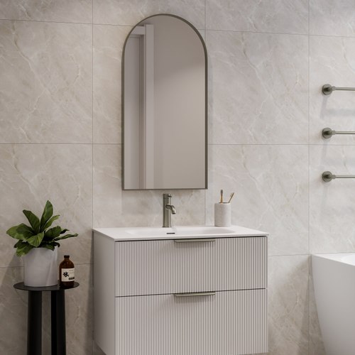 Matte White Lineare 750 Pillar 2 Drawer Vanity