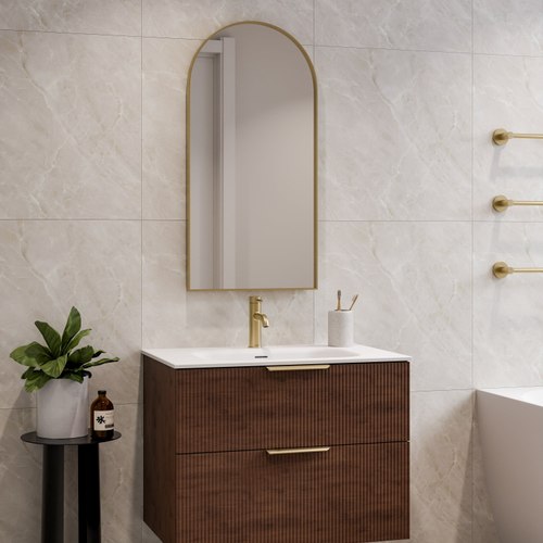 Walnut Lineare 750 Pillar 2 Drawer Vanity