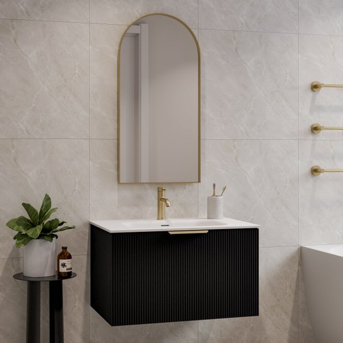 Matte Black Lineare 750 Pillar Single Drawer Vanity