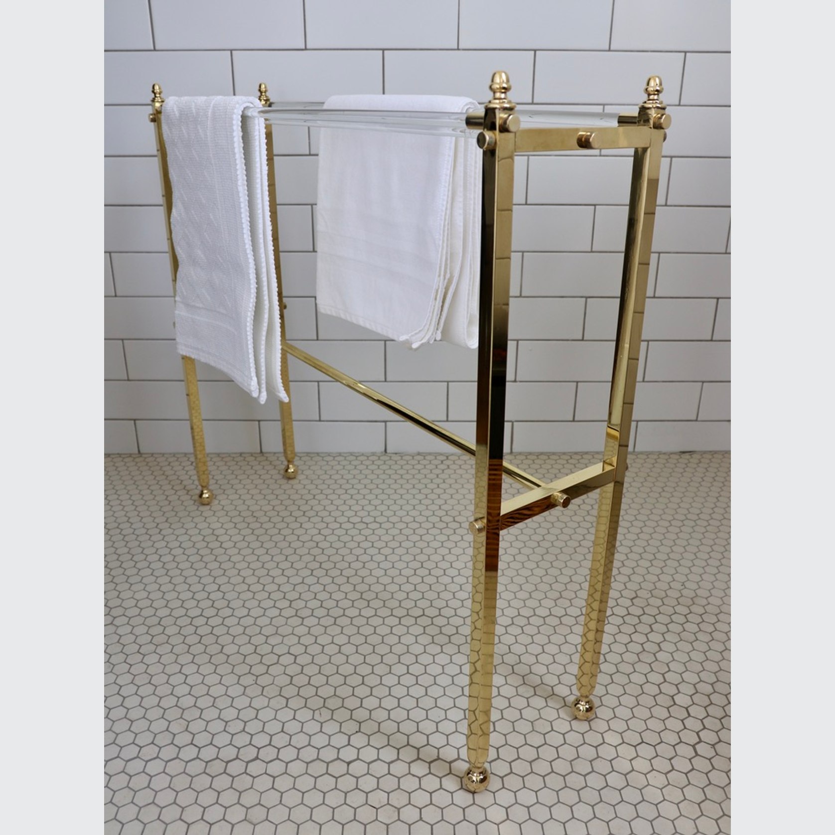 French Art Deco Glass Rod And Brass Towel Rail ArchiPro NZ