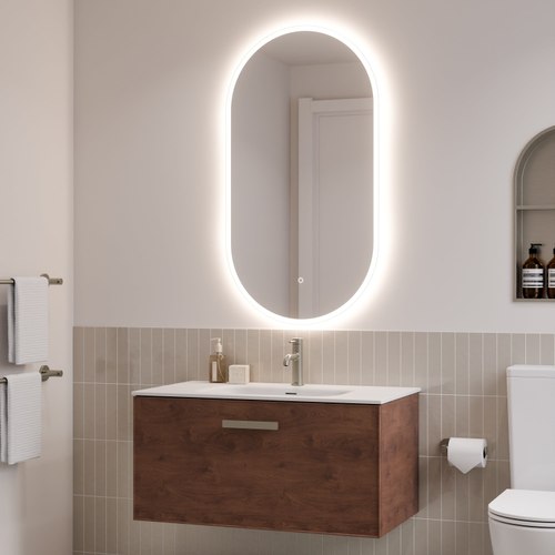 Walnut Lineare 900 Axel Single Drawer Vanity