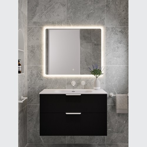 Matte Black LINEARE 900 DOUBLE DRAWER VANITY | PILLAR DRAWER FRONT