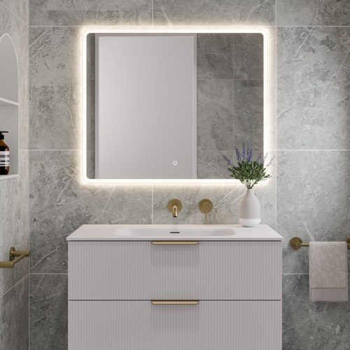 Matte White Lineare 900 Pillar 2 Drawer Vanity