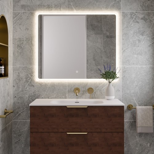 Walnut Lineare 900 Pillar 2 Drawer Vanity