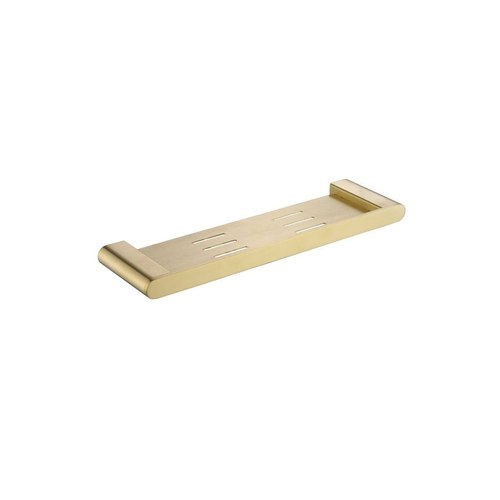Brushed Brass Flow Metal Shower Shelf 400mm