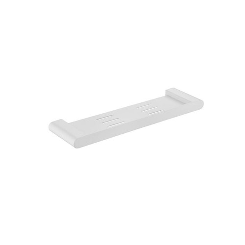 Matte White Flow Metal Shower Shelf 400mm