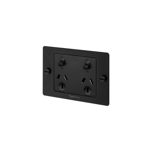 Black 2 Gang GPO Socket Switch