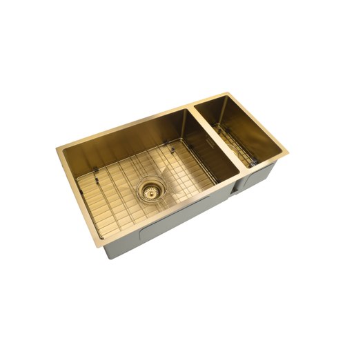 Brushed Brass Code Aspen Double Bowl Pvd 304 Stainless Steel Sinks