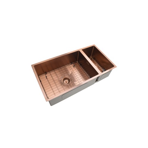 Brushed Copper Aspen 650 (450+200) Double Bowl Sink