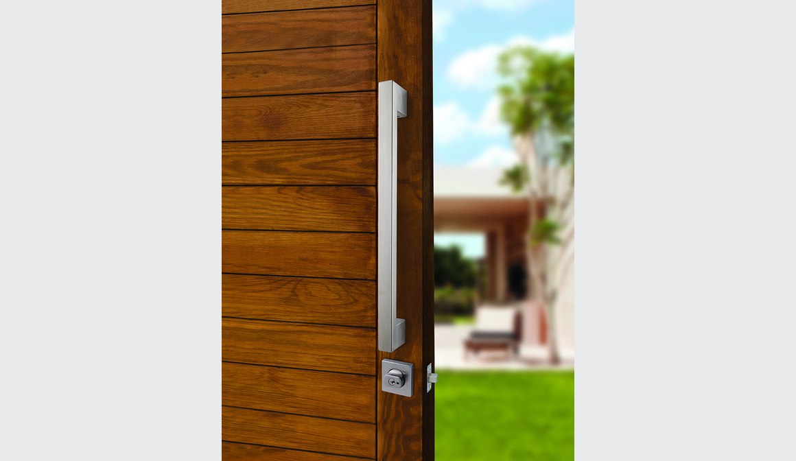 Lockwood Paradigm Door Pull Handle with Double Cylinder Deadbolt Satin