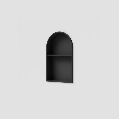Matte Black Acacia Arch Shower Niche with Shelf