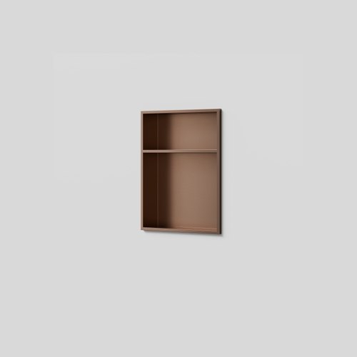 Brushed Copper Acacia Shower Niche with Shelf