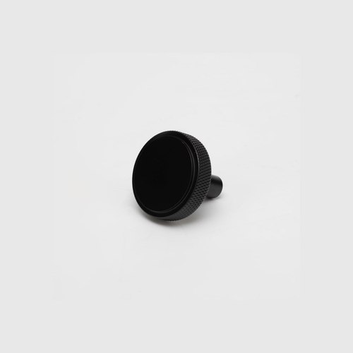 Black Round Knurled Solid Brass  Drawer Knobs