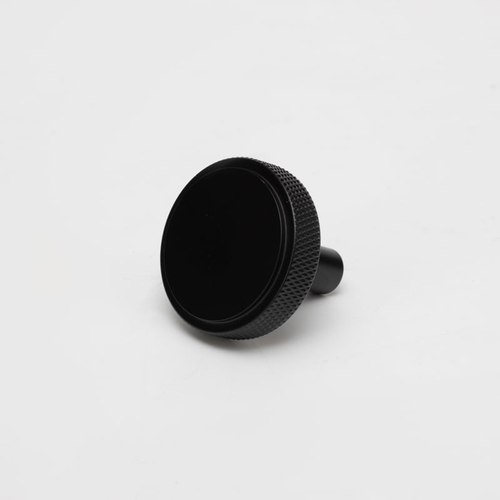 Black Round Knurled Solid Brass  Drawer Knobs