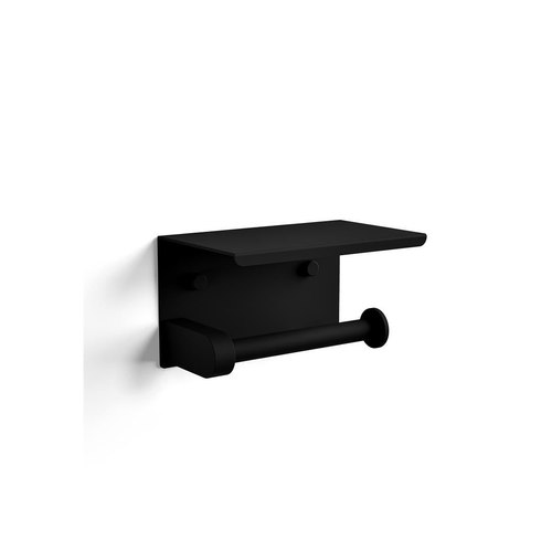 Black Versa Toilet Roll Holder & Shelf