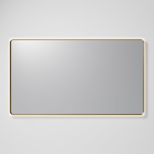 Brushed Brass Aura Rectangle 1500 x 850 LED Mirror